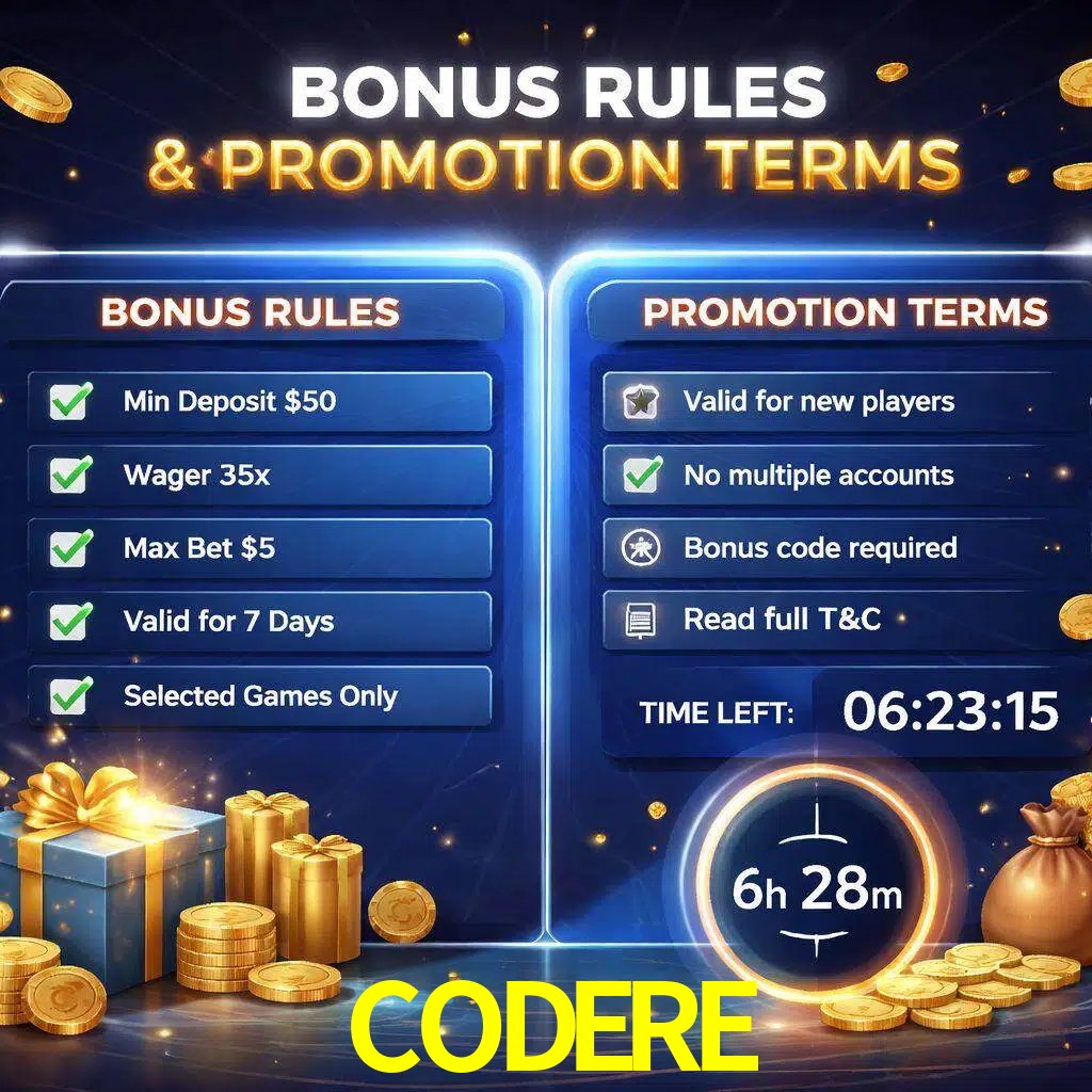 Reglas de promoción CODERE y condiciones de bonos explicadas visualmente